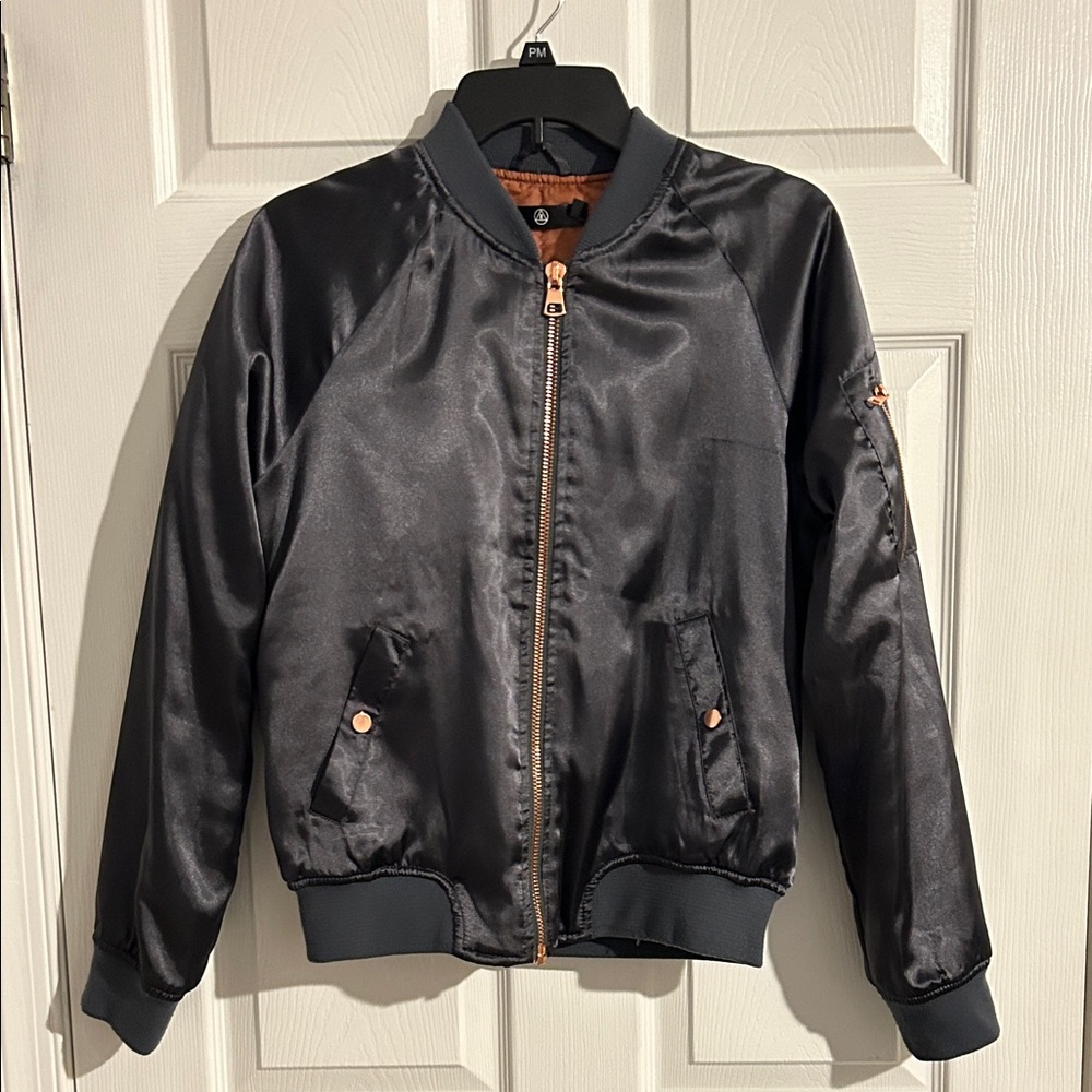 New Shiny Bomber Jacket with rose gold Accents